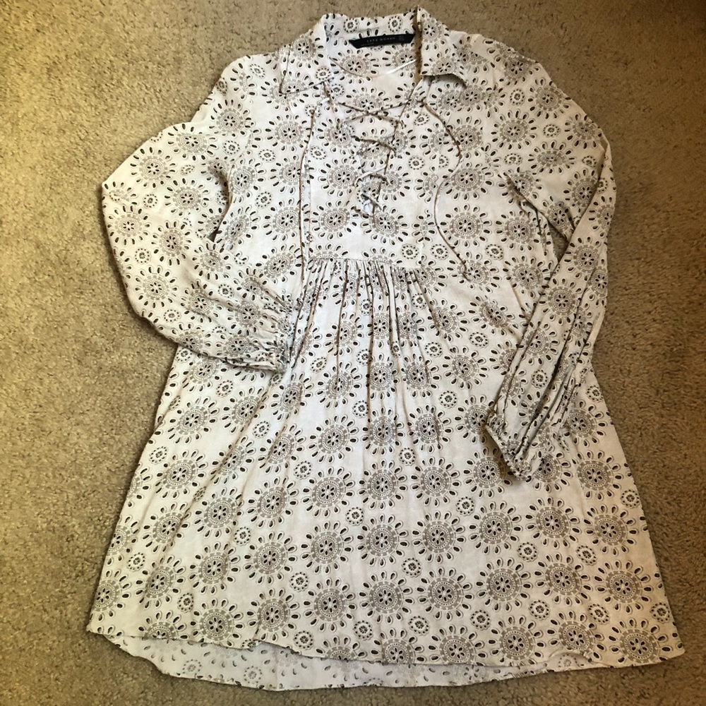 Zara Long Sleeve Pattern Shift Dress